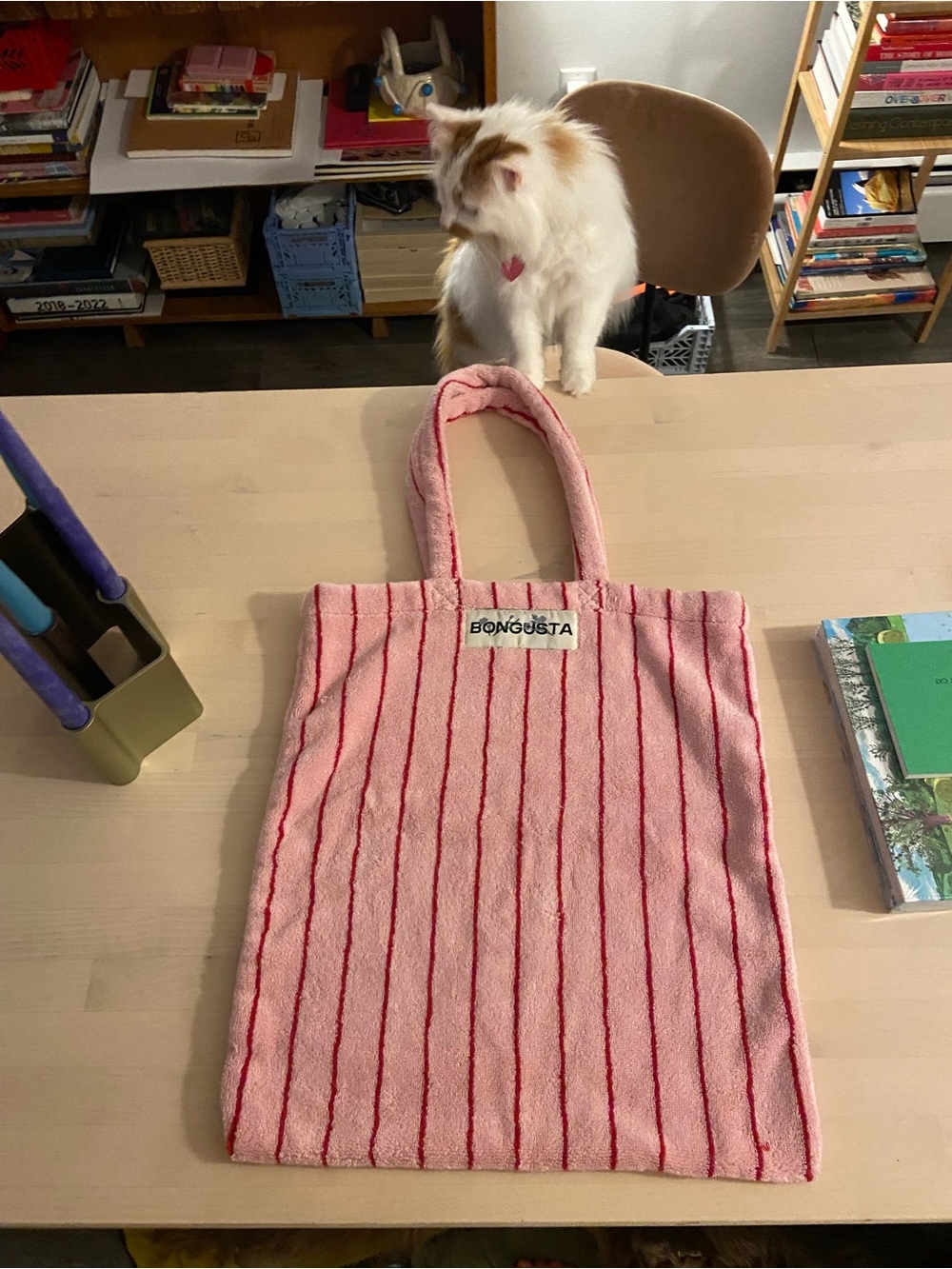 Bongusta Pink Striped Terry Tote Bag